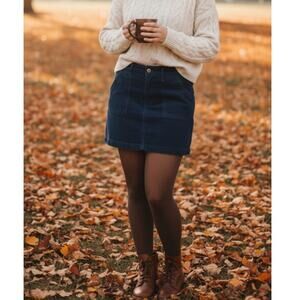 Prana dark blue corduroy mini skirt stretch women's size 14